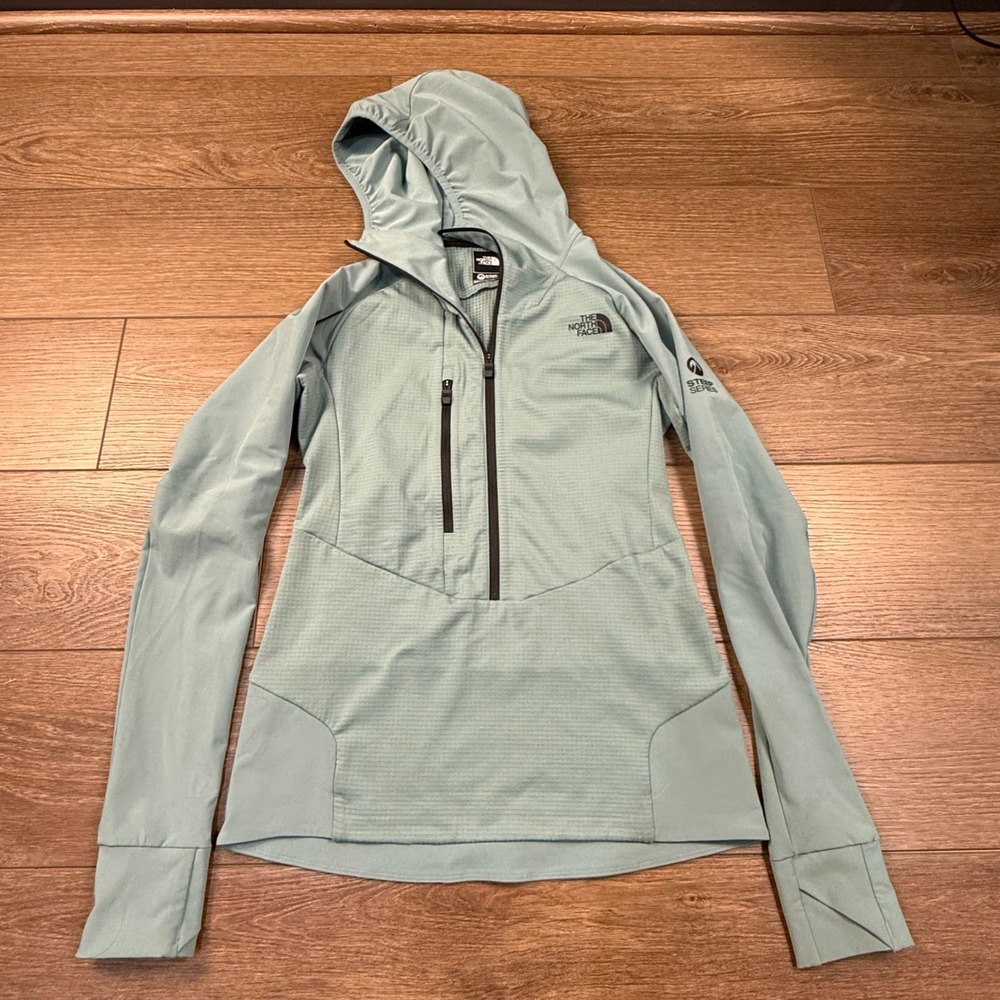 The North Face Women's Steep Series Pullover Half Zip Hooded Top Green Size S